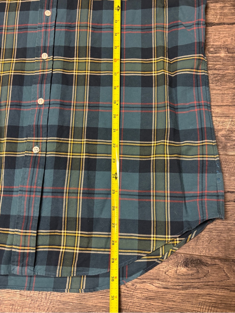Ralph Lauren Flannel Shirt L Mens Blue Green Classic Fit Pony Logo Button Up - Picture 7 of 7